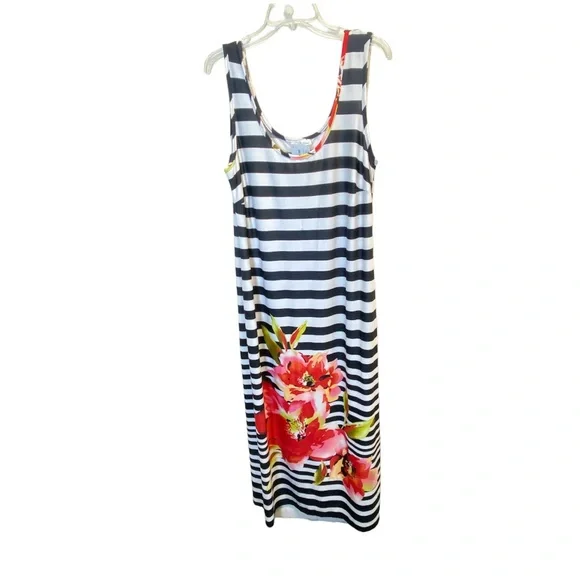 Olivia Matthews | Dresses | Nwt Olivia Matthews Floral Striped Maxi Dress  Size X | Poshmark